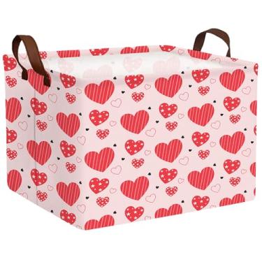 Imagem de BOOHIT Cesta de Dia dos Namorados Grande Dobrável em Forma de Coração Caixa de Armazenamento para Presentes Crianças Caixa de Armazenamento Vazia Organizador de Brinquedos Retangular Decoração