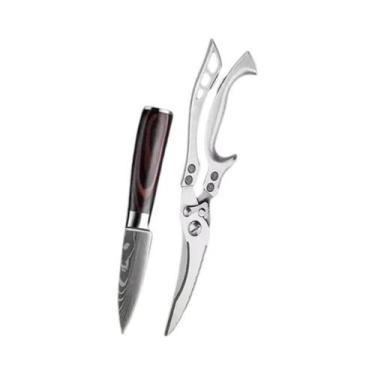 Imagem de Conjunto De Facas De Cozinha Em Aço Damasco Cortadas a Laser Para Carn