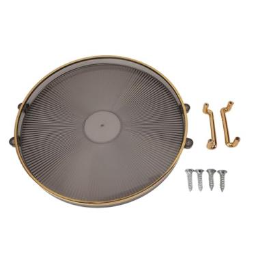 Imagem de Generic Bandeja de Servir Redonda Elegante Com Borda Dourada Design Sofisticado Alças Duplas para Fácil Transporte Uso Versátil na Cozinha e Sala de Jantar (Cinza esfumaçado)