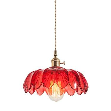 Imagem de Luminária pendente para ilha de cozinha, com cúpula de vidro em formato de flor, para ambientes internos | Luminária suspensa moderna com toque retrô | Luminárias pendentes clássicas para re