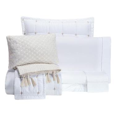 Imagem de Kit Enxoval 9 Peças Lisboa Bordado Dupla Face Queen - Vitor Bordados, 