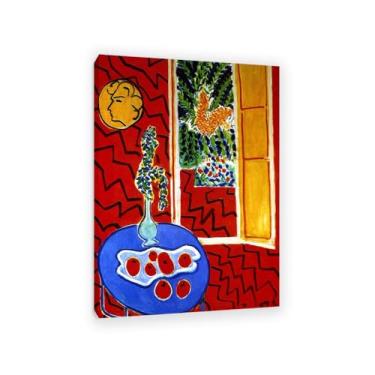 Imagem de Henri Matisse arte de parede em tela vermelha natureza morta em uma mesa azul impressões famosas reprodução de pintura a óleo decoração de parede para sala de estar banheiro pôster Henri Matisse