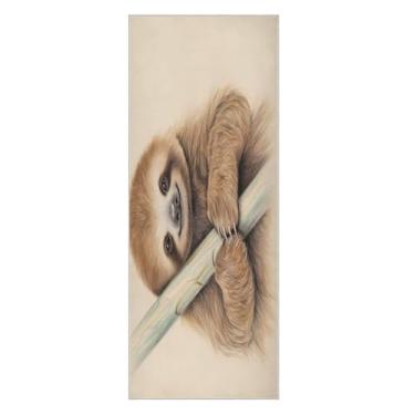 Imagem de Wassud Preguiça no ramo (2) tapete de toalha de ioga com bolsa organizadora, tapete de ioga absorvente de suor, toalha antiderrapante para ioga quente, pilatos, fitness, 68,5 x 185,4 cm