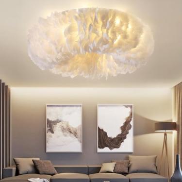 Imagem de Luminária de teto E27 para sala de estar, com design romântico e elegante, em formato de pena, ideal para restaurantes e quartos infantis. Perfeita para sala de jantar e quartos. Lustre (60