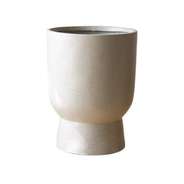 Imagem de KEG801302 Vaso de flores bege com vaso de flores salpicado, em forma de copo de magnésio, para decoração de varanda, sala de estar, cozinha, jardim, plantador