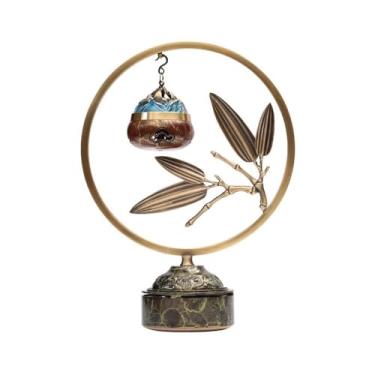 Imagem de Incenso decorativo grande de latão pendurado em latão, suporte de incenso de madeira de ágar para meditação, ioga, spa, decoração de quarto, apanhador de cinzas