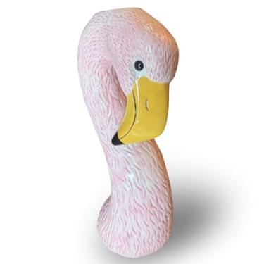 Imagem de Vaso de flamingo de cerâmica médio - PeachiiPitt Vaso rosa pastel claro de 26,7 cm – Decoração de flamingo de cerâmica, peça de destaque de pássaro brilhante para flores, destaque exclusivo para