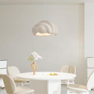 Imagem de Luminária pendente moderna para sala de jantar, estilo japonês Wabi-sabi, lustre criativo branco com aparência de cimento e concreto, base E27, ideal para sala de jantar, cozinha, café, ilha