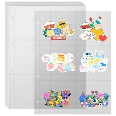 Imagem de 20 folhas de adesivos transparentes para livros, protetores de bolso, inserções de plástico para fichário, cartão, foto, ingresso, organizador de adesivos, inserções de álbum para 4 anéis A4, 6 bolsos