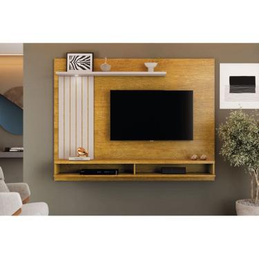 Imagem de Painel p/ TV até 60" Primer c/ Led, Nicho e Prateleira Vidro