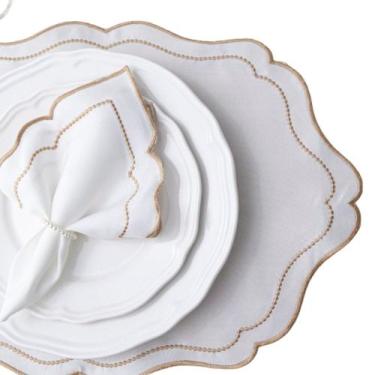 Imagem de Kit 12 Pçs 6 Lugares Mesa Posta Sousplat Jogo Americano Realeza Bordad