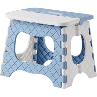 Imagem de Banqueta Banquinho Dobrável De Plástico Resistente Para Viagem(AZUL BEBE,Grande)