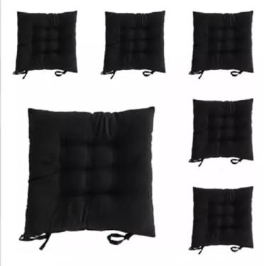 Imagem de Kit com 4 Almofadas Assento Futon 40x40cm - Confortáveis para Cadeiras, Bancos e Móveis, Duráveis e Versáteis para Casa e Eventos (Preto)