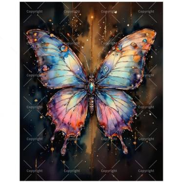 Imagem de TAOPAOLAB Lindo kit de pintura de borboleta gradiente por números para adultos - Pintura de borboleta colorida DIY em tela 40,6 x 50,8 cm, conjunto de tinta acrílica, adequado para iniciantes, arte