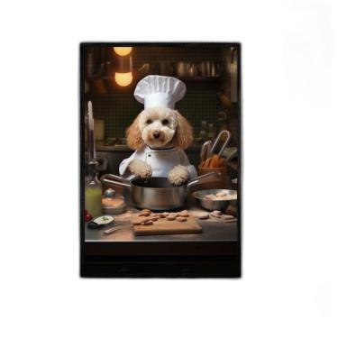Imagem de Quadro Para Cozinha Cão Raça Poodle 33X24Cm - Com Vidro