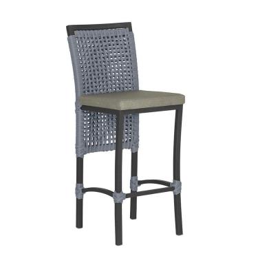 Imagem de Banqueta Em Alumínio Roma Preta Corda Náutica Tecido 8 Prata