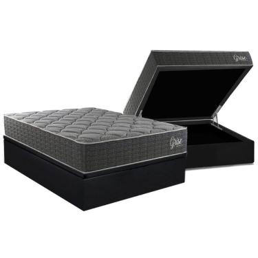 Imagem de Cama Box Baú Casal + Colchão Anatômico Kappesberg D40 Grise + Base CRC Corano Black