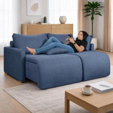 Imagem de Sofá Cama Living Retrátil Milão Com Almofadas Soltas 1,80 em Linho Cor