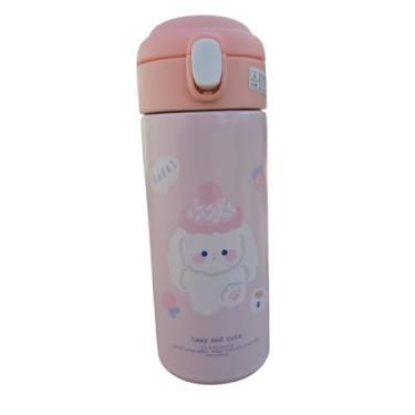 Imagem de Garrafa Térmica Escolar Vacuum Cup Inox Infantil Kids Bebe Criança Ovelha Ovelhinha Cachorro Cachorrinho Coelho Coelhinho Urso Ursinho Cuttie kawai 380 ml- TYDA (ROSA)
