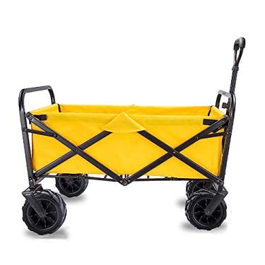 Imagem de LaYiQimn Carrinho de jardim dobrável, carrinho de compras resistente, carrinho de compras multifuncional para acampamento ao ar livre, supermercado com 4 rodas, carga: 90 kg/C