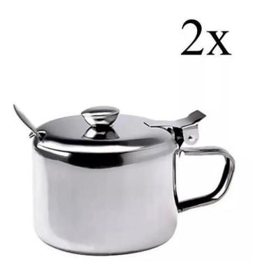 Imagem de Kit 2x Açucareiro Inox com Tampa e Colher 250ml Dia a Dia - Zein