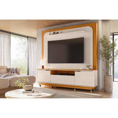 Imagem de Rack com Painel Nilo para TV de até 75 polegadas (Com Rodízio) - Cinamomo Off White - Madetec