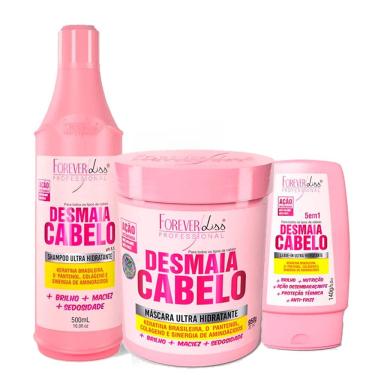 Imagem de Kit Desmaia Cabelo Forever Liss Shampoo + Máscara +Leave-in