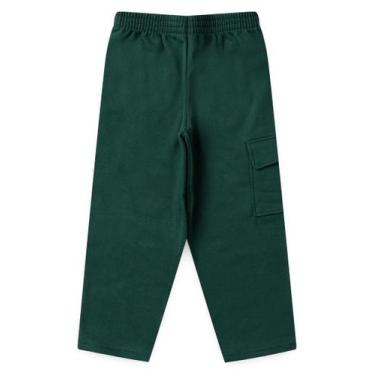 Imagem de Calça Inverno Menino Verde Com Bolso Cargo Lapela em Moletom - Molekad