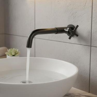 Imagem de Torneira Gourmet Bico Giratório Metal Manopla CruzetaParede Cozinha Ba