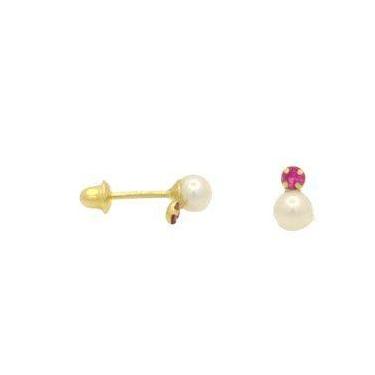Imagem de Brinco em Ouro 18k com Pérola e Zircônias Baby - Par - Justino Ribas, 