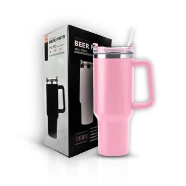 Imagem de Copo Térmico Grande 1200 ml com Canudo Ideal para Bebidas - COR ROSA -