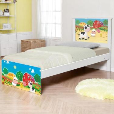 Imagem de Cama Solteiro Adesivada Fazendinha Colorida Com Colchão