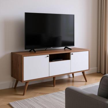 Imagem de Rack Bancada Para Tv Até 75 Pol 2 Portas 1 Gaveta Off White