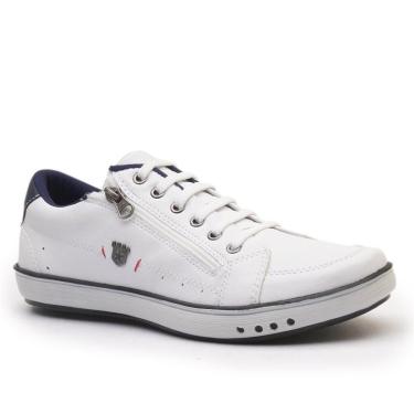 Imagem de Sapatênis Casual Masculino com Cadarço Ziper Lateral e Sola Borracha Reta-Masculino