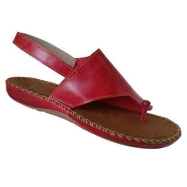 Imagem de Sandália Feminina Dedmar Couro Legítimo Vermelho Velcro-Feminino