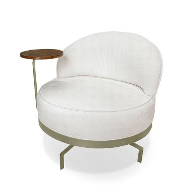 Imagem de Poltrona Decorativa Giratória Orgânica Glamour Boucle Cru - Loja Sheep