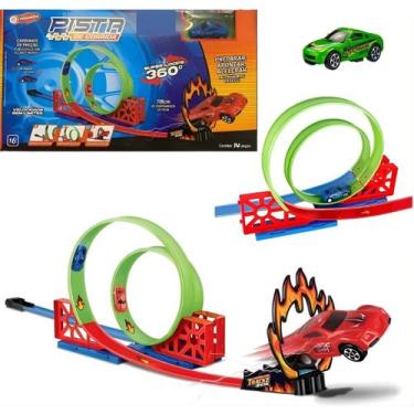 Imagem de Pista de Corrida Dupla Looping 360 Tipo Hotweels C/Carrinho - Well Kid