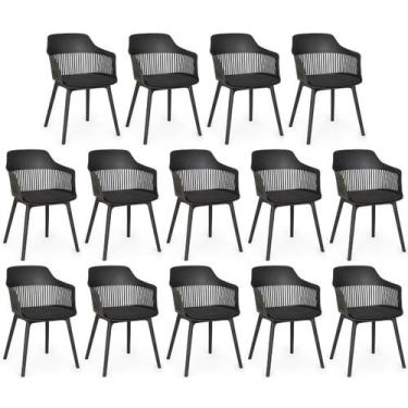 Imagem de Kit 14 Cadeiras de Jantar Estofada Marcela - Preto - Magazine Decor