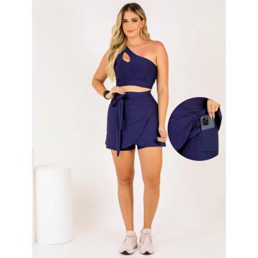 Imagem de Conjunto Fitness Feminino Short Saia Com Bolso + Top Cropped Treino Beach Tennis Academia The Start-Feminino
