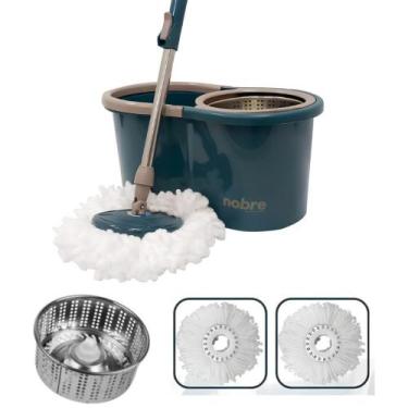 Imagem de Kit Mop Giratório Esfregão Balde 13 Litros Completo + 2 Refis Extras -