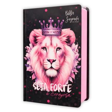 Imagem de Bíblia Sagrada Seja Forte e Corajosa Preta - Palavra de Jesus em Verme