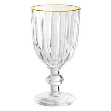 Imagem de Taça de Vidro com Borda Dourada Melina Premium Transparente para Água 