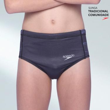 Imagem de Sunga Tradicional Juvenil Comunidade Praia Piscina Speedo - Azul Noturno Preto-Masculino