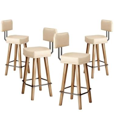 Imagem de Kit com 4 Banquetas para Balcão Bancada de Cozinha Industrial Americana Luxo (Altura de 70cm do Assento ao chão, Bege)