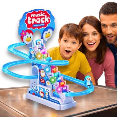 Imagem de Brinquedo educativo infantil pista small duck pinguim escorregador automatico com luzes...