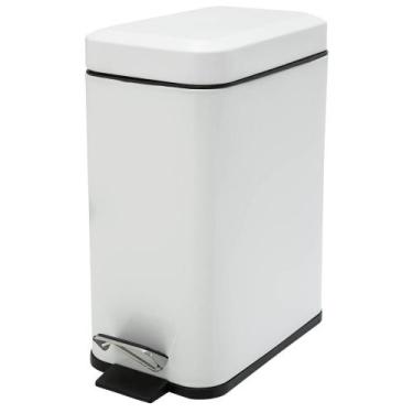 Imagem de Lixeira Retangular 5 Litros Ferro Branca Slim Kala