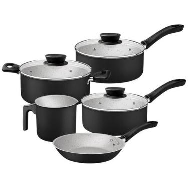 Imagem de Jogo Panelas Tramontina Linz Starflon Max Preto 05 Peças Aluminio Anti