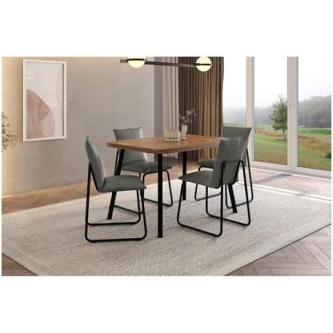 Imagem de Conjunto Sala De Jantar 4 Cadeiras Monte Carlo Carraro Nogal E Preto -