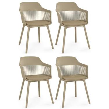 Imagem de Kit 4 Cadeiras de Jantar Estofada Marcela - Nude Escuro - Magazine Dec