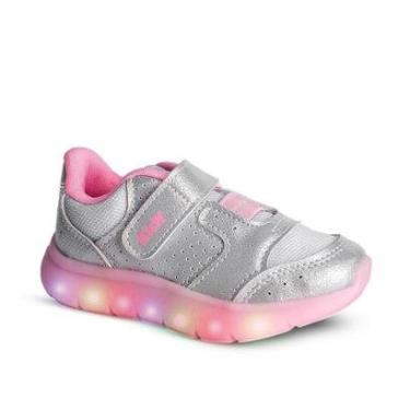 Imagem de Tênis Infantil Menina Kidy Flex Light Prata com LED Delicado Escolar-Feminino